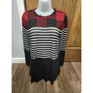 MAURICES Womens XS Tunic Top Pullover Long Sleeves Black Red White